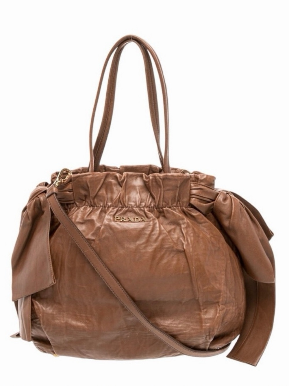 Authentic Prada "Paperbag" Leather Hobo Bag